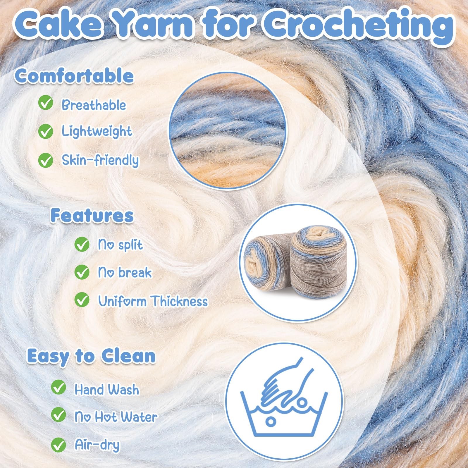 WSICSE Fairyland Yarn for Crocheting, 4 Skeins of 100g/3.52oz Gradient Soft Cott