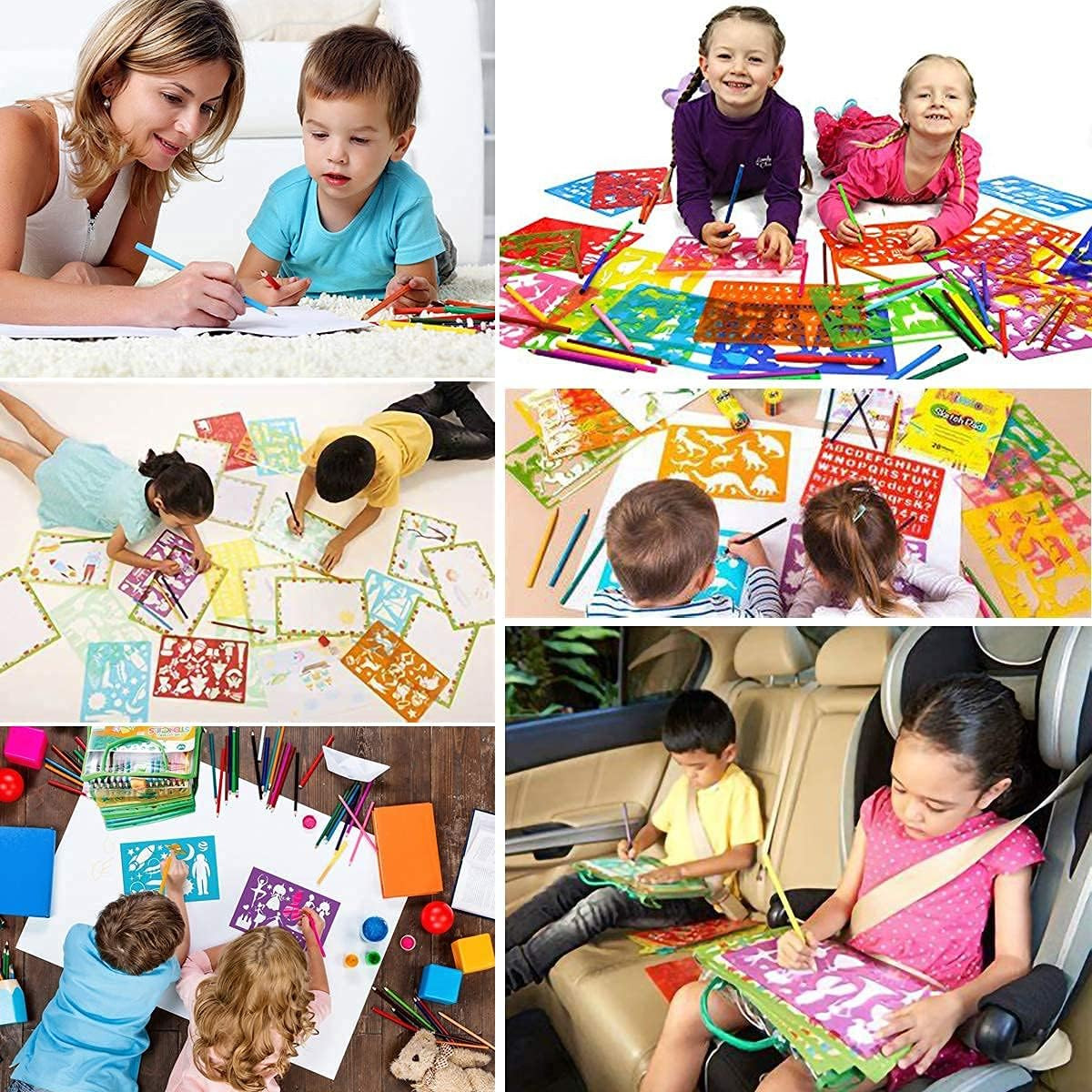 Stencil Drawing Kit for Kids, 25 Pcs Plastic Drawing Stencils with 400+ Shapes,