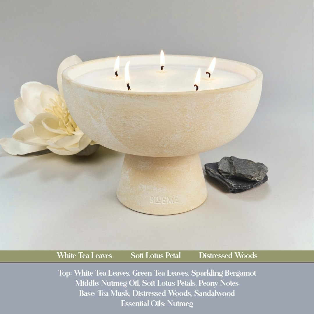 Blueme Balance Candle | White Lotus & Tea | 5 Wick – Refillable 45oz,