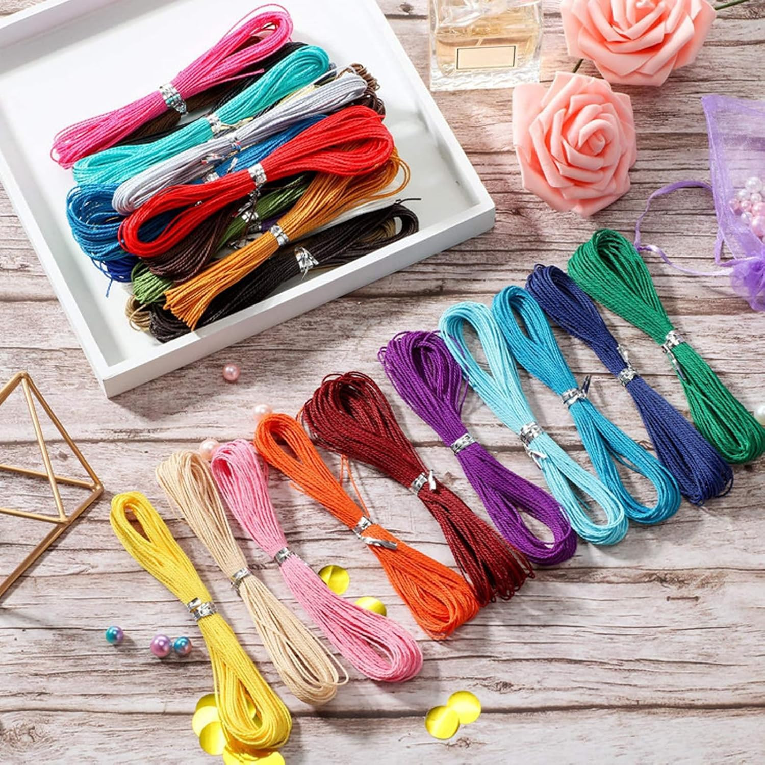 40 Colors 1mm Waxed Polyester Cord 437 Yard Waxed Bracelet Cord Wax String Cord