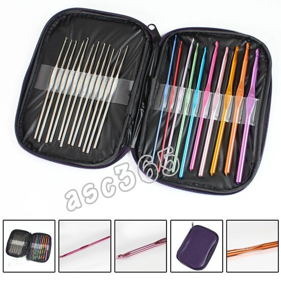 PreAsion 22pcs Crochet Hook Set Yarn Knitting Needles Sewing Tools DIY Crochet C