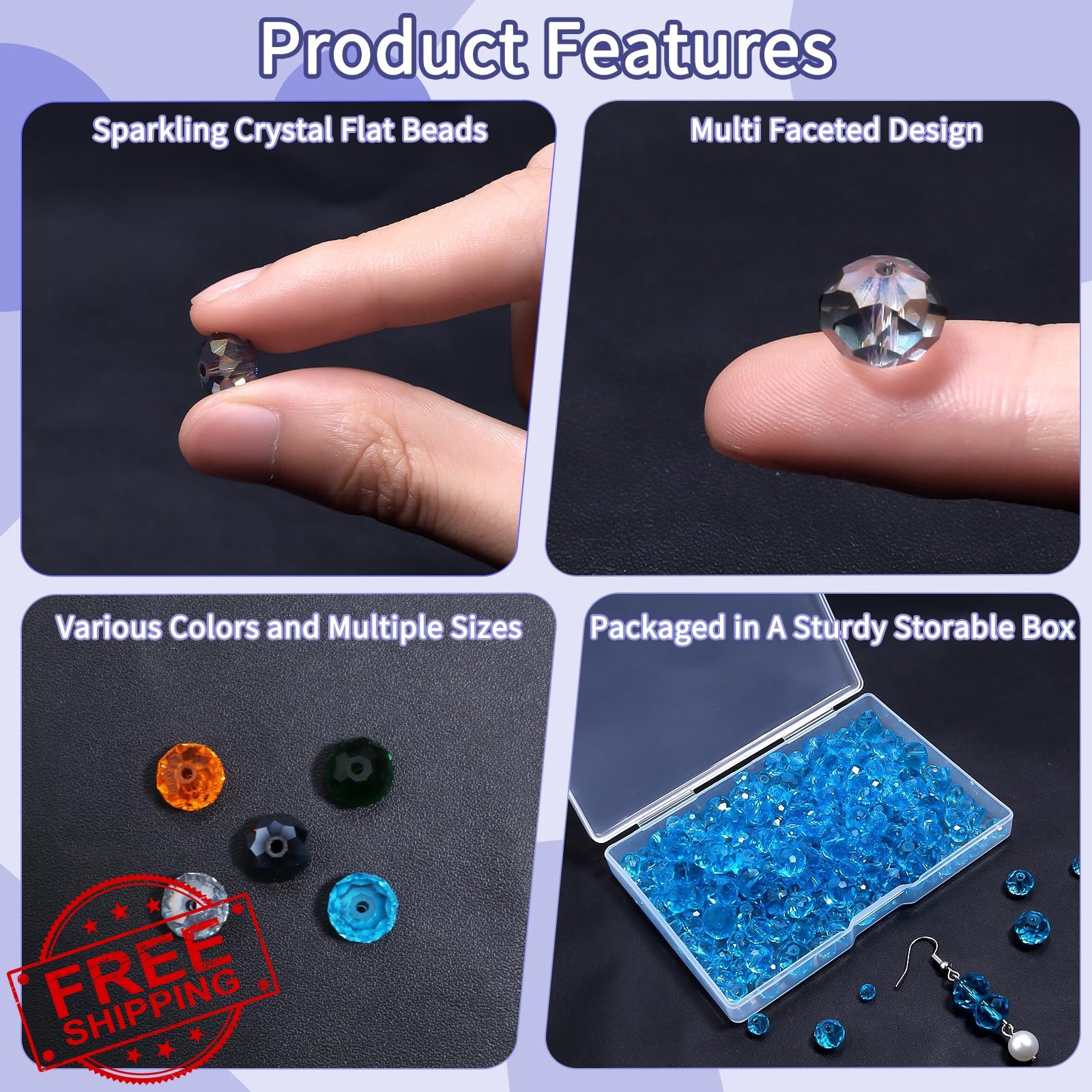 Yumttero 8mm Dark Blue Rondelle Glass Crystal Beads