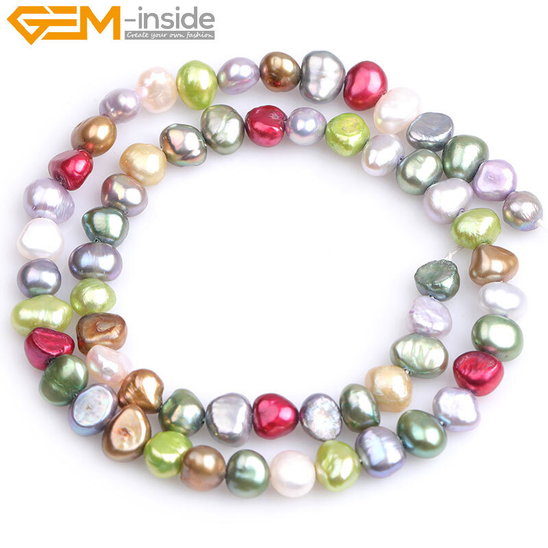 Real Baroque Flat Cultured Freeform Freshwater Pearl Beads Jewelry Making 15″