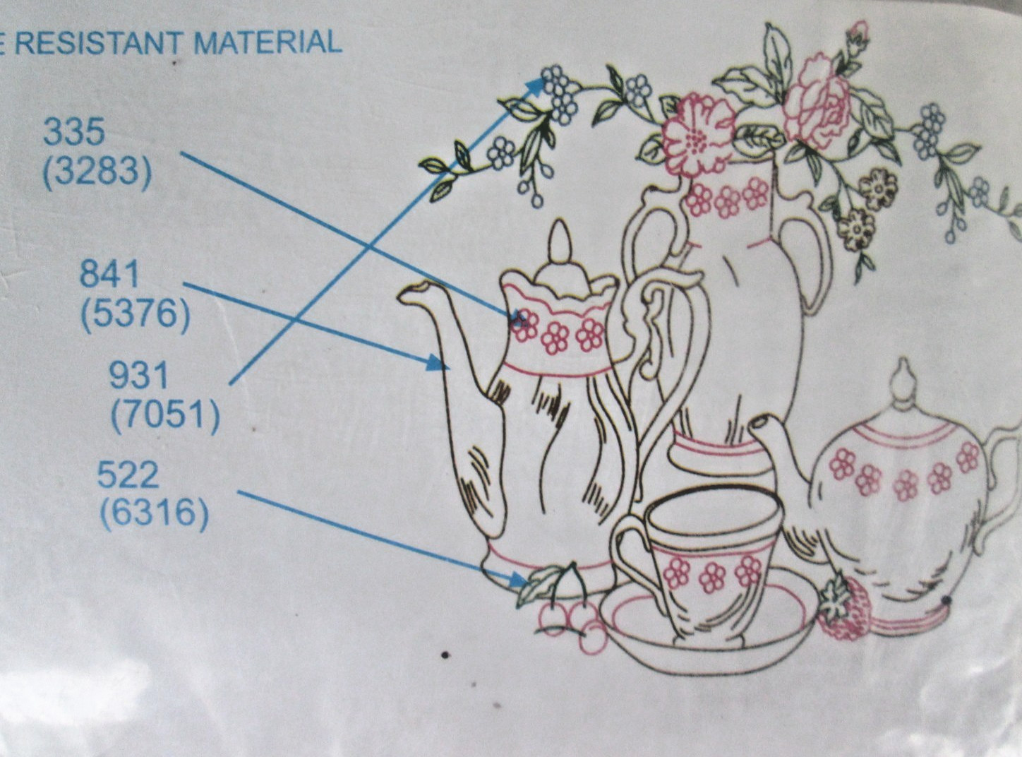 “TEA SET” Stamped Embroidery 45 x 45″ Square Tablecloth by Nojae of Fairway NOS