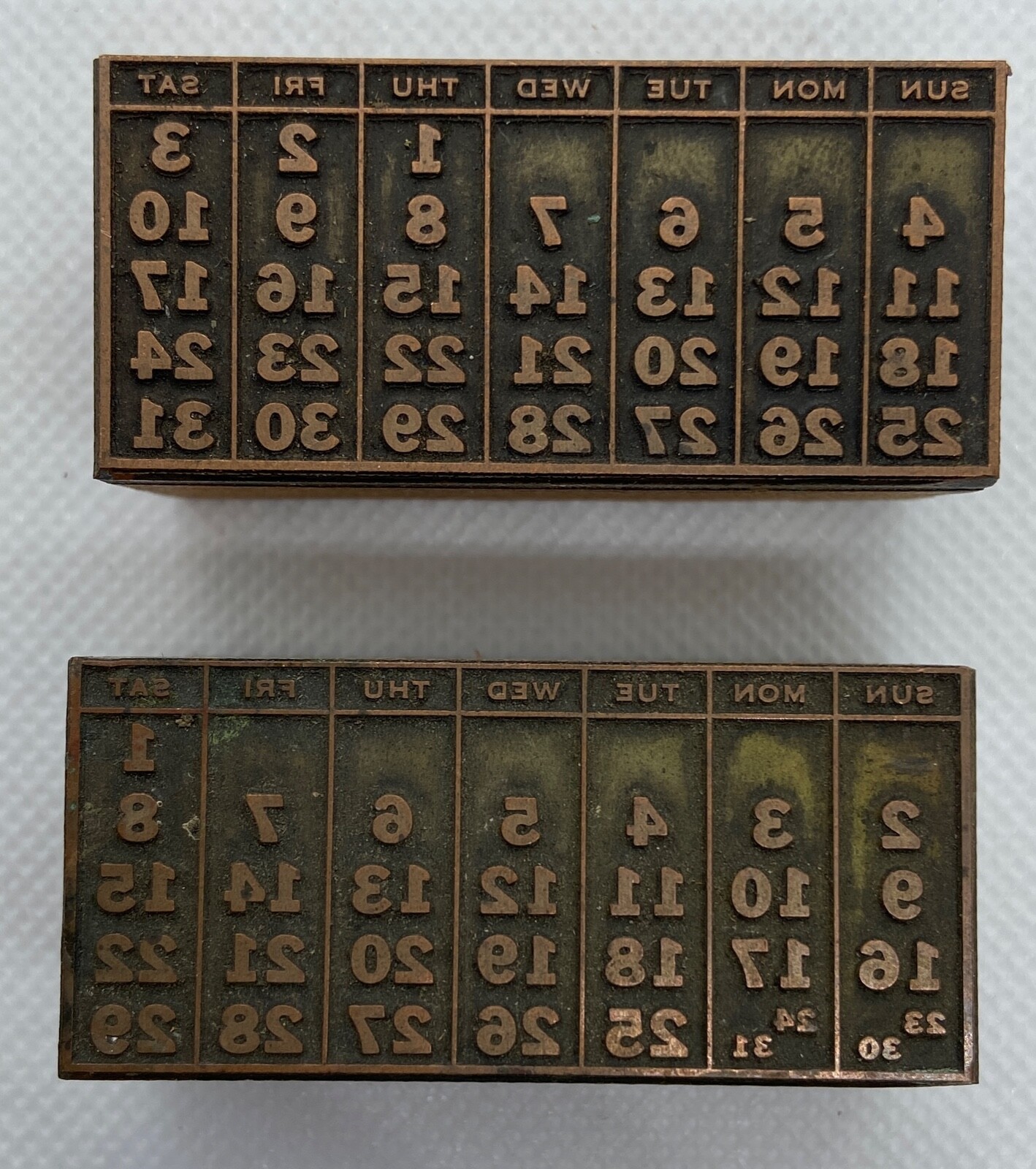 3 Old Block Stamps Calendars 2-Month 1- Year 1961 Vintage Collectible Metal Wood