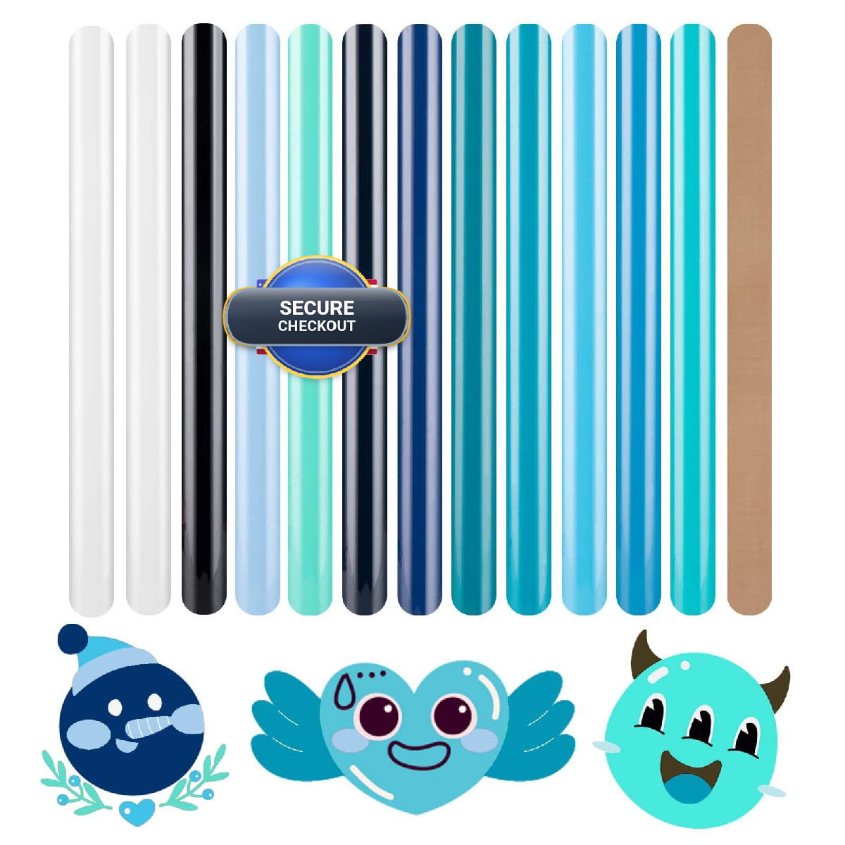 Htvront Heat Transfer Blue Htv – 13 Sheets Of Various Blue Htv For Shirts
