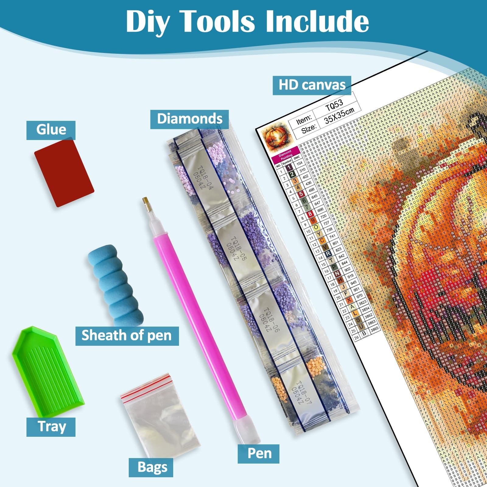 Pumpkin Leaf Tree Diamond Art Kits for Adults, 5D Autumn Diamond Painting Kits f