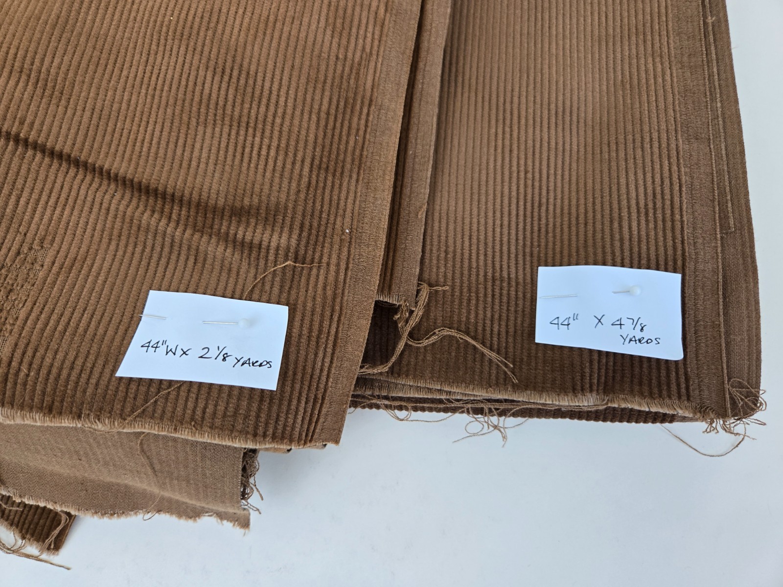 Vintage Golden Brown Wide Wale (8 Wale) Corduroy Fabric – 2 piece lot – NOS