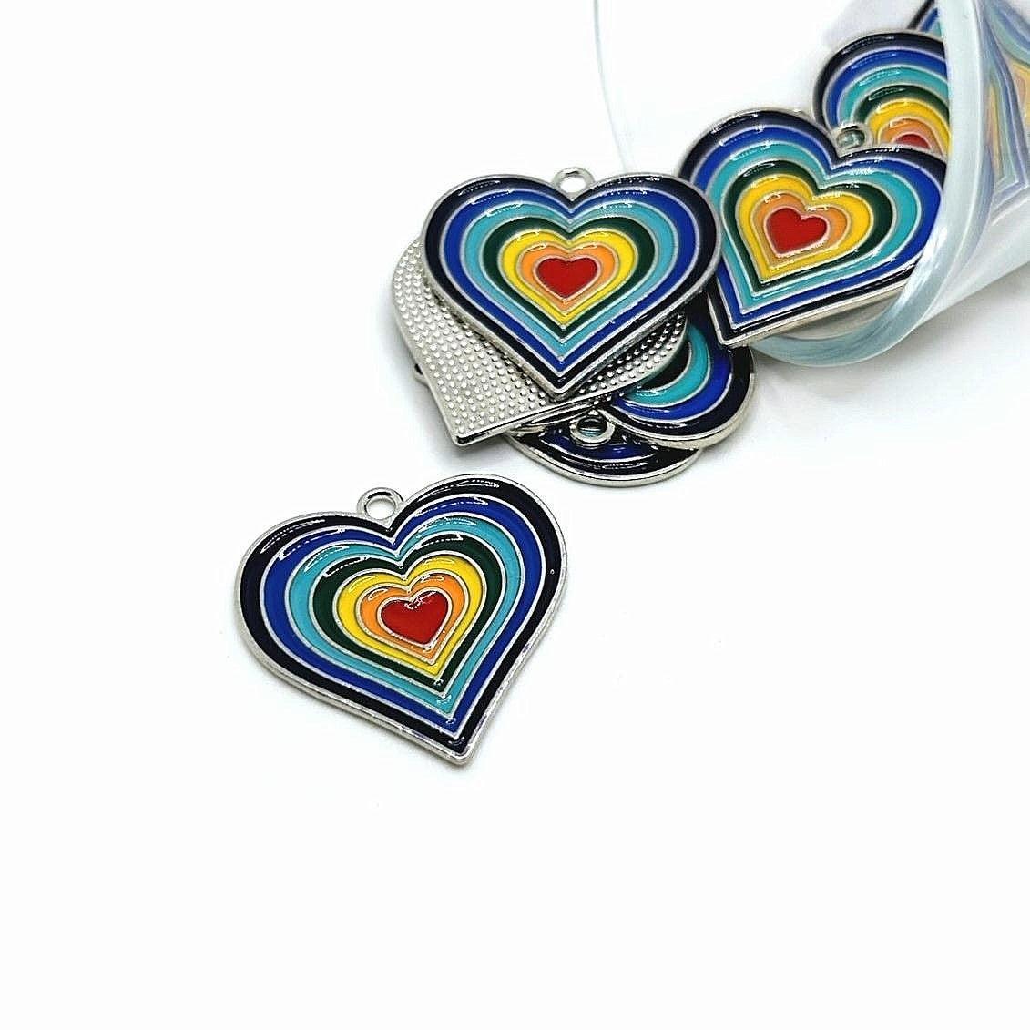 Rainbow Heart, LGBTQ, Charms, 29x28mm – US Seller