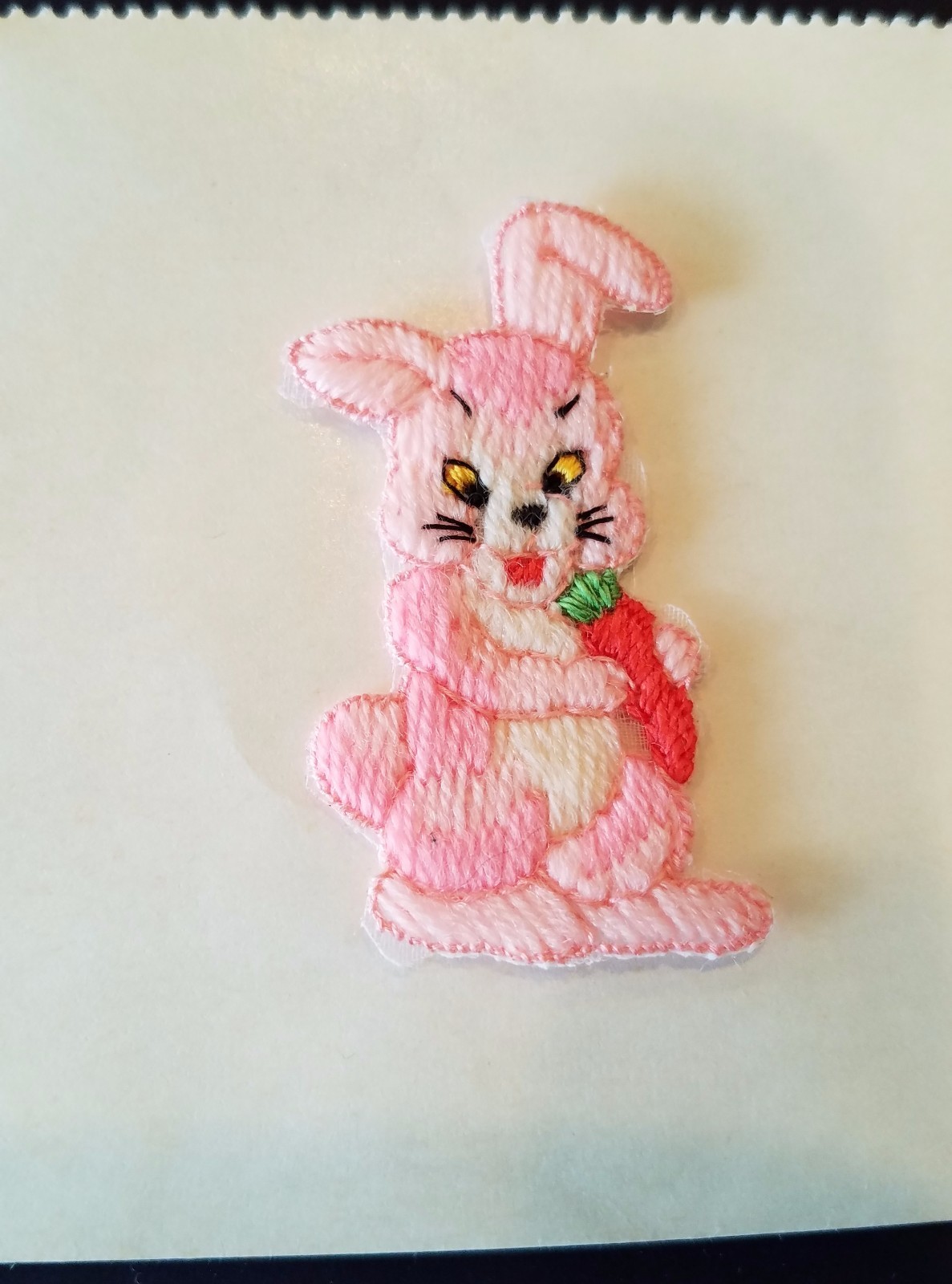 Vintage Pink Bunny – Rabbit with carrot Motif – made in France – Craft & Design