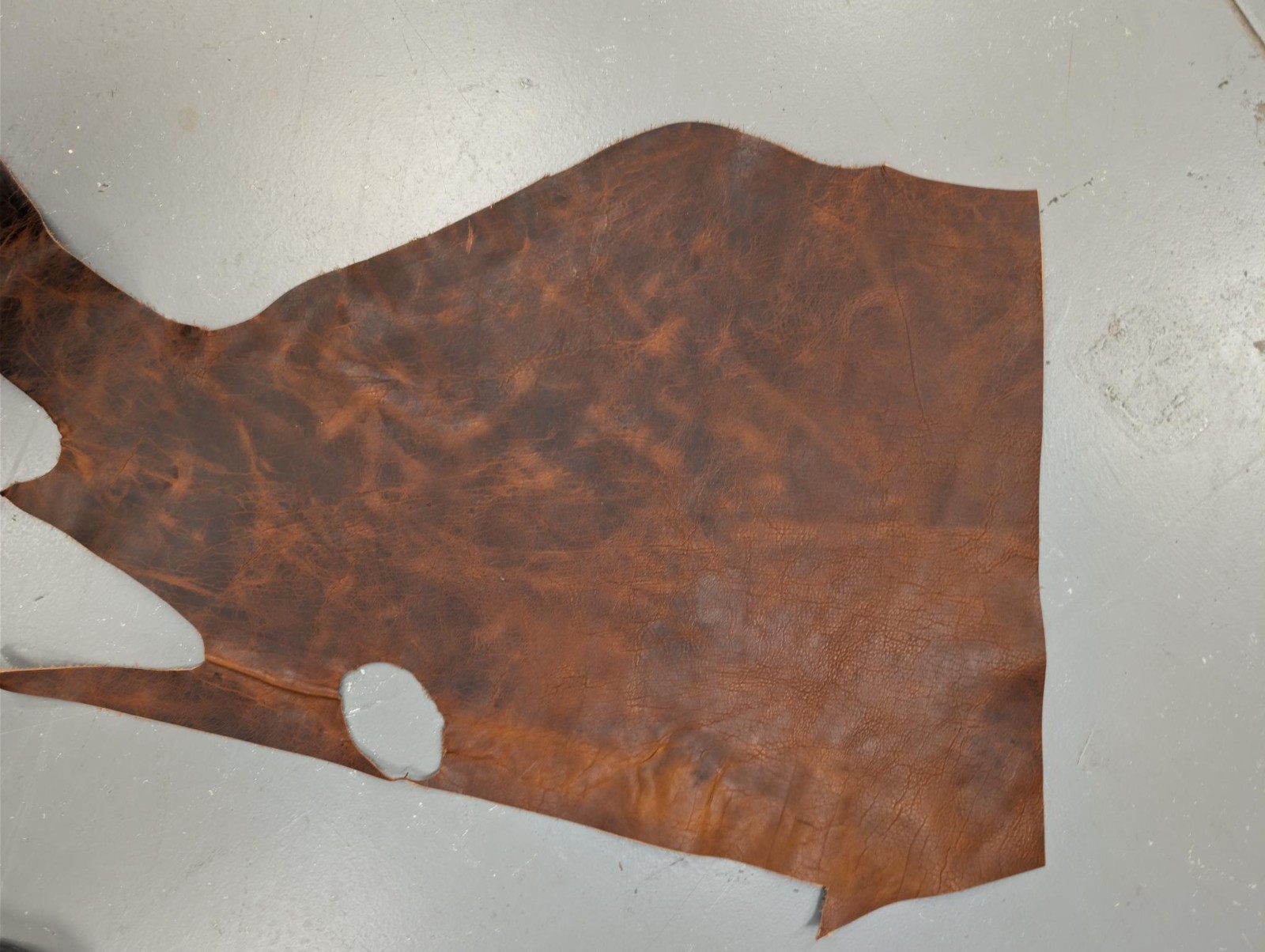 8 lb (Vintage Reddish Brown) Bulk Scrap Leather Trimmings, Cowhide Remnants