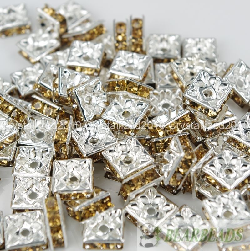 100pcs Top Czech Crystal Rhinestones Squaredelle Spacer Beads 5mm 6mm 8mm 10mm