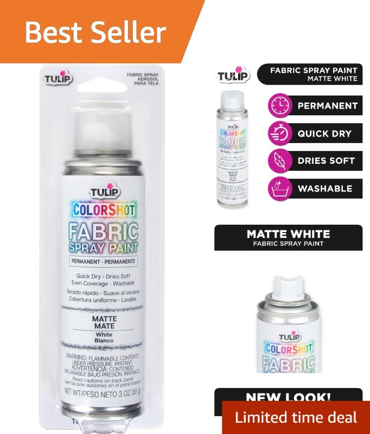 ColorShot Washable Fabric Spray Paint, Matte White – 3oz for Easy DIY Projects