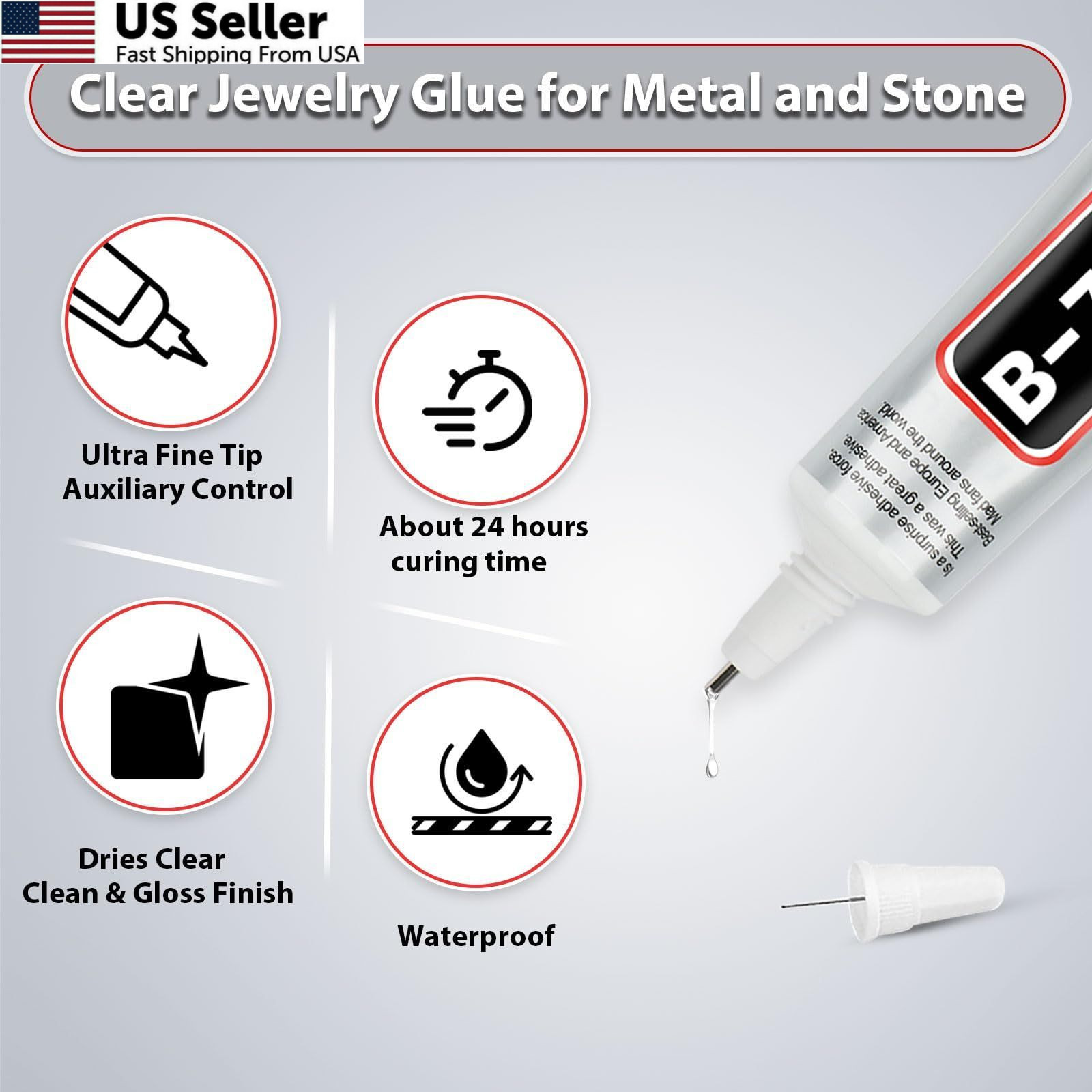 Jewelry Glue for Metal and Stone: 2PCS 10ML 0.3fl.oz Bead 2pcs 10ml/0.3fl.oz