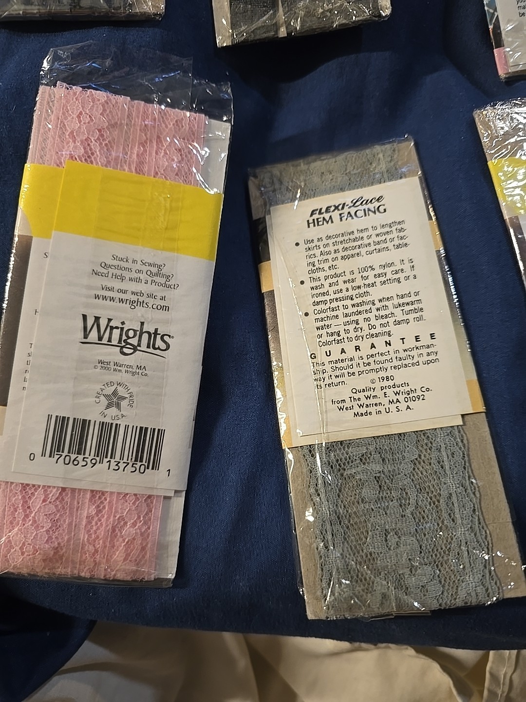 6 Pack Hem Tape Lot – Assorted Colors & Styles None Sealed All Used Lace & Solid
