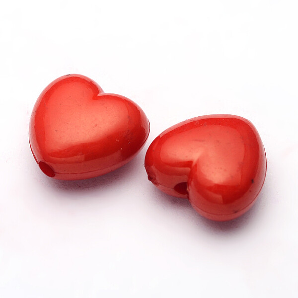50 Bulk Heart Beads Red 11mm Acrylic Beads Wholesale Bulk Jewelry Valentine’s