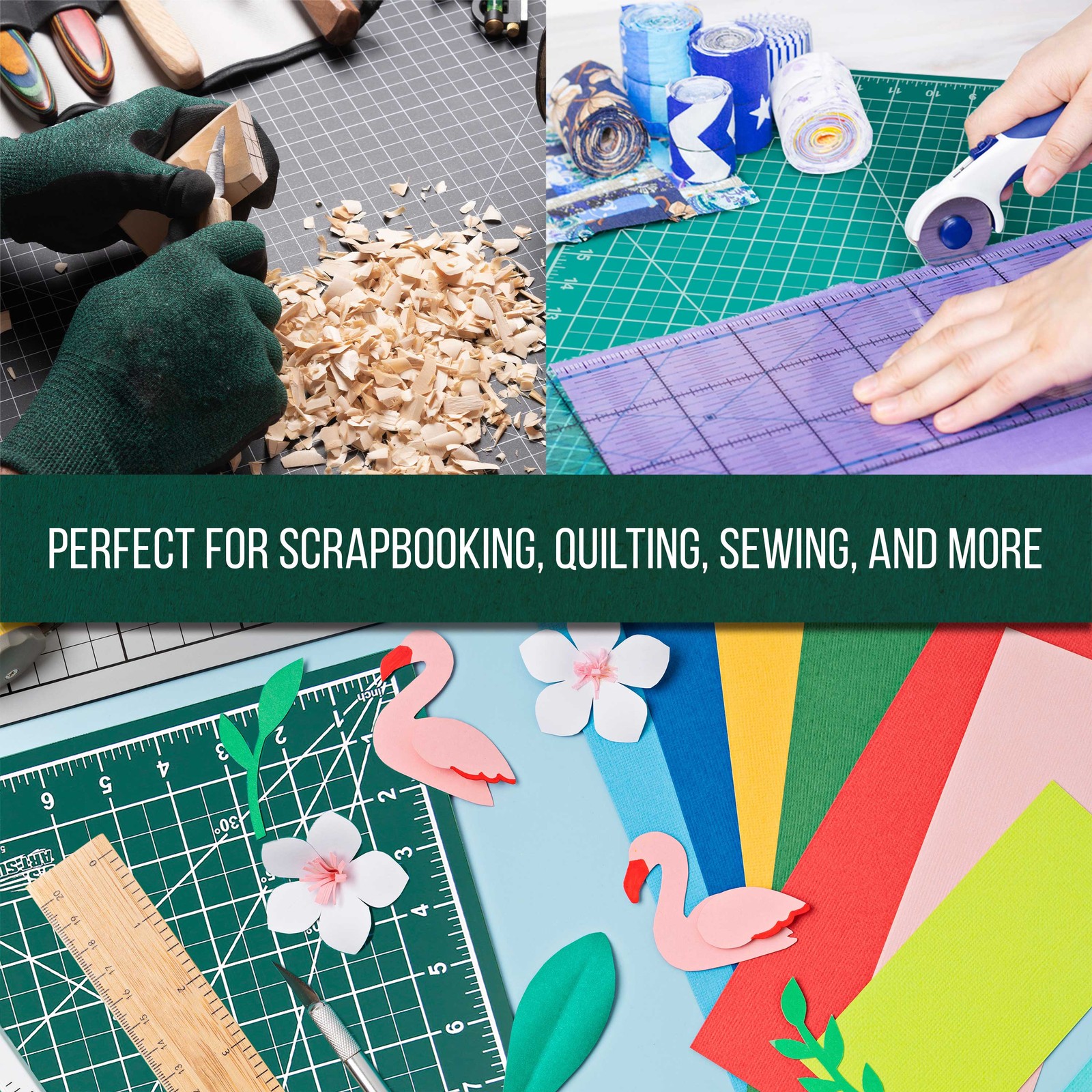 18″ x 24″ GREEN/BLACK Self Healing 5-Ply Double Sided Durable Cutting Mat
