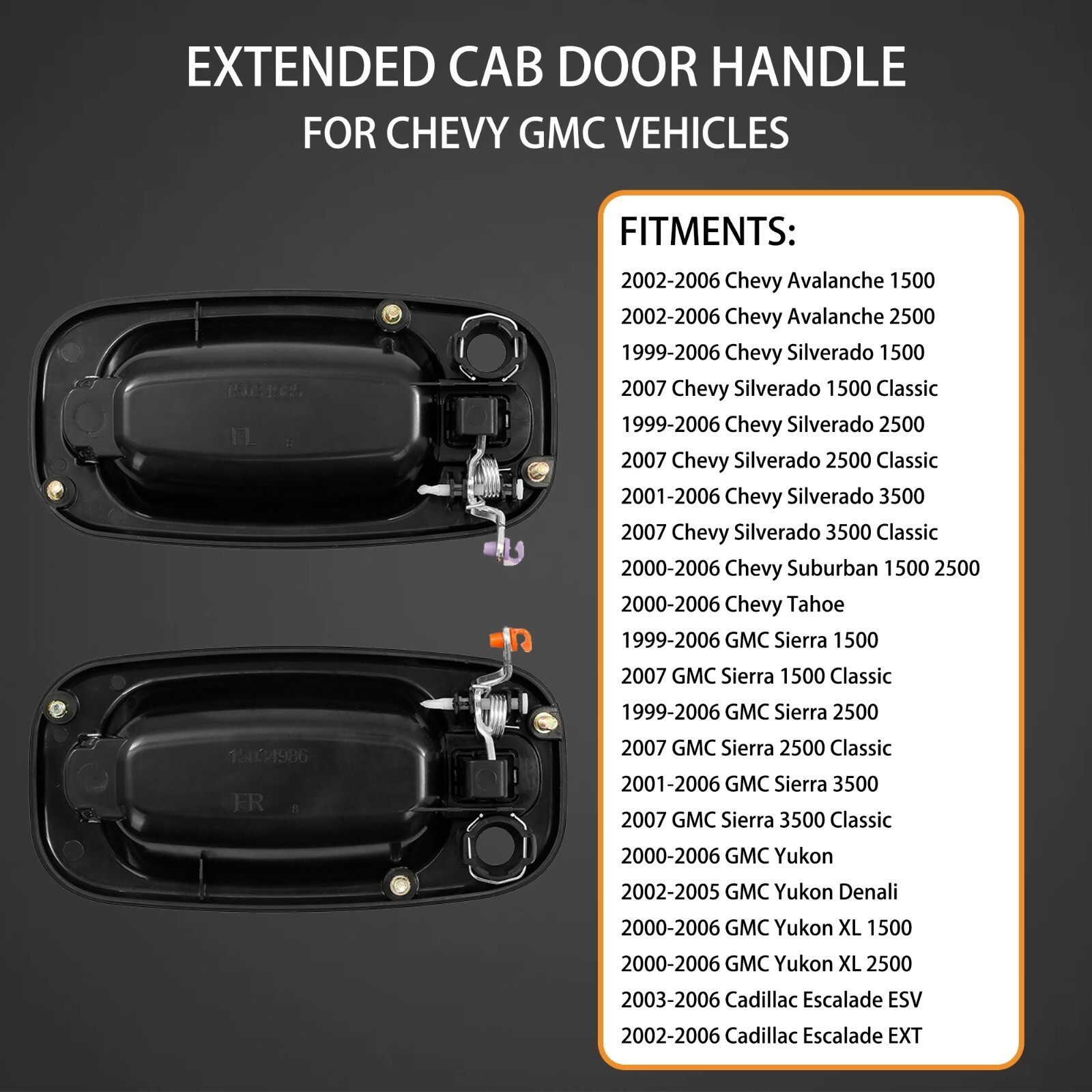 Exterior Door Handle Front Left & Right for 1999-2007 Chevy Silverado GMC Sierra