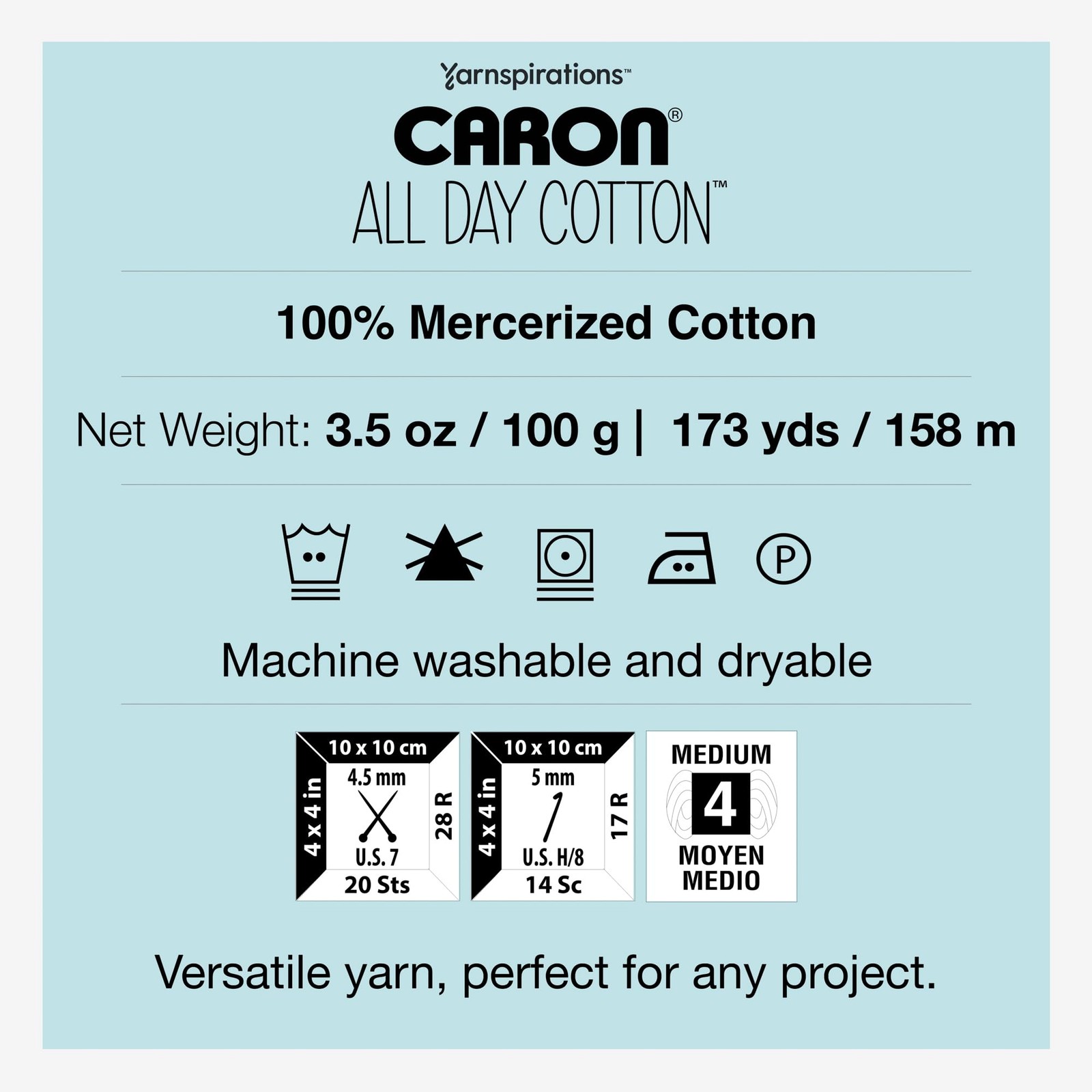 All Day Cotton – 3 Pack of 173 Yards/3.52 oz Cream 100% Mercerized Cotton Yarn