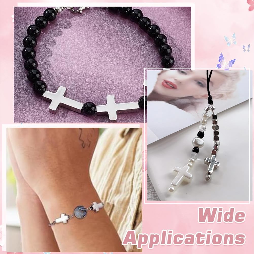 CRAFTYMELODY 440Pcs Crucifix Cross Spacer Beads, Cross Beads Bulk Plastic Cro…