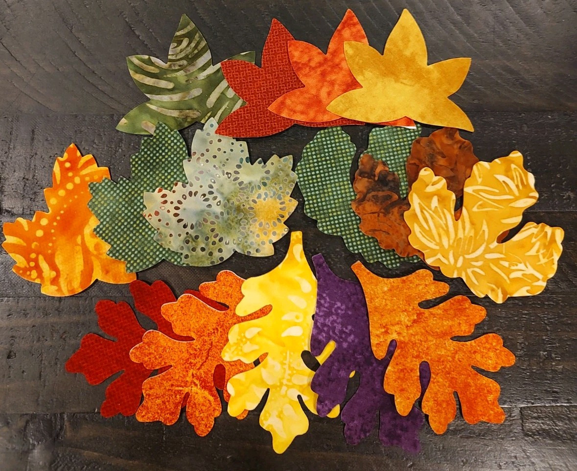 45 Leaf Applique Lot In 4 Shapes And Multiple Fabrics Crafting Embroidery