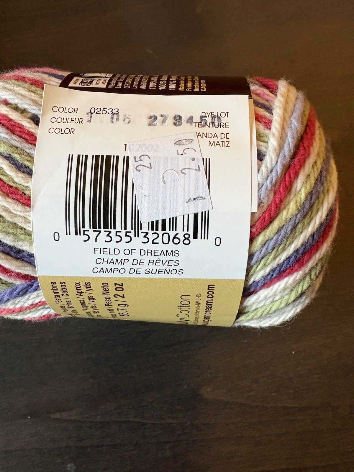 Mixed Lot Of 2 Skeins Lily Sugar ‘N Cream Cotton Yarn Worsted Weight