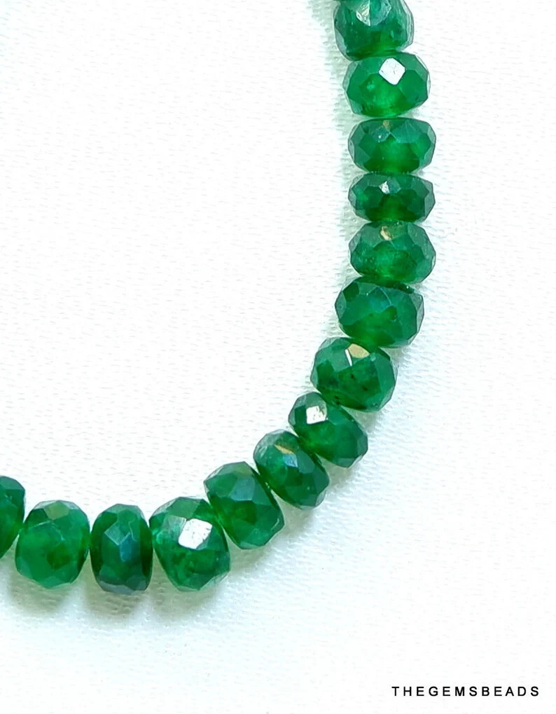Faceted Emerald Rondelle Beads 4-5mm | 31 Dark Green Natural Gemstones