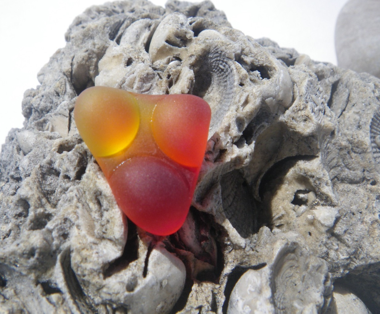 Sea Glass, Red and Yellow Hobnail