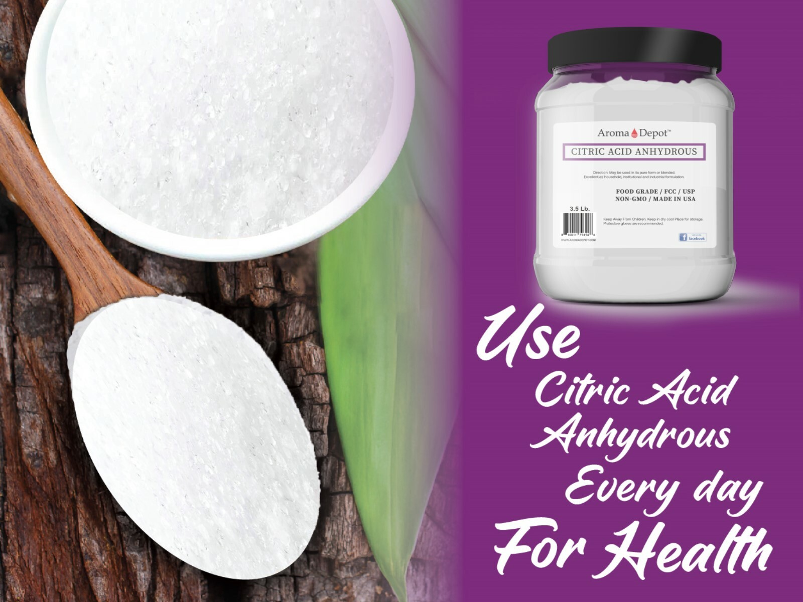 Pure Citric Acid Powder Food Grade FCC/USP – HIGHEST QUALITY – Grade A ANHYDROUS