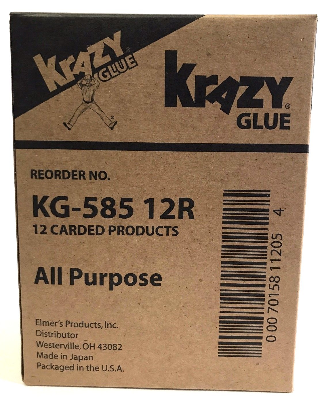 Krazy Glue KG58512R Crazy Glue – 0.07 oz – 12 Pack – Free Shipping