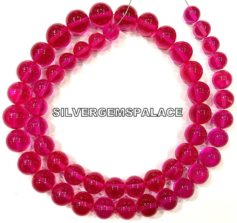 AAAA+ Rare~Pink Spinel Smooth Round Ball Beads Hot Pink Beads Gemstone Beads.