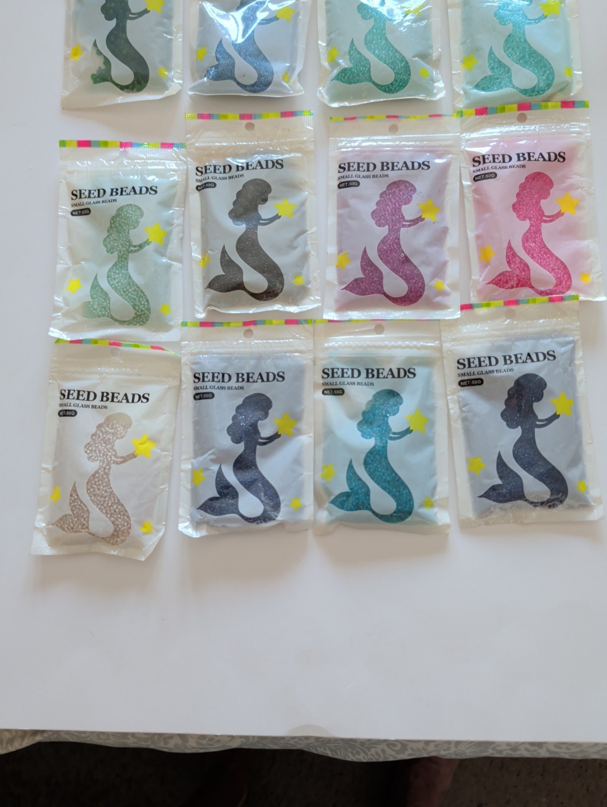 Lot Of 12 Bags Seed Beads 50 grams each Glass Beads