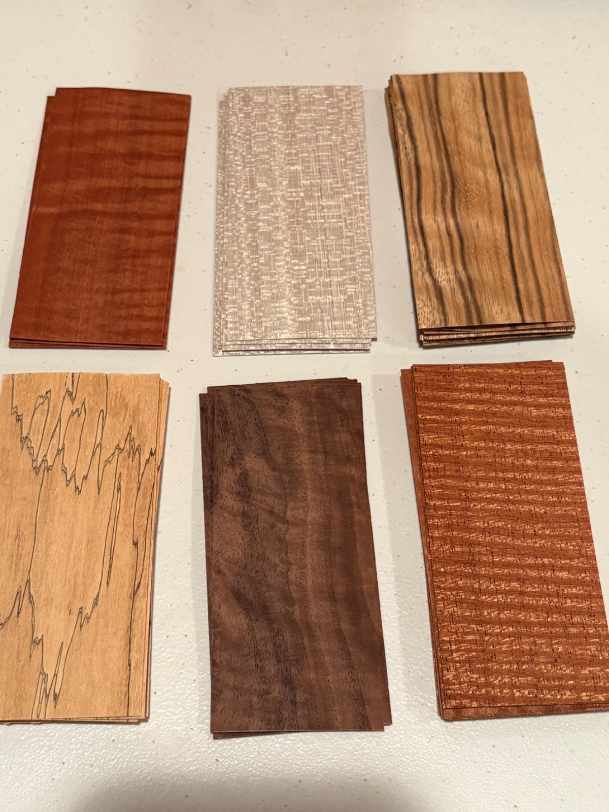 100 Piece Exotic Fingerboard Wood Veneer tech deck 4.5″ x 2″ 1/42″ thickness