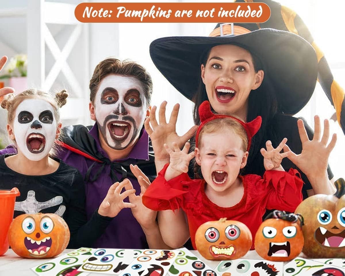 Halloween Pumpkin Decorating 5×3 inches, 48 Stickers