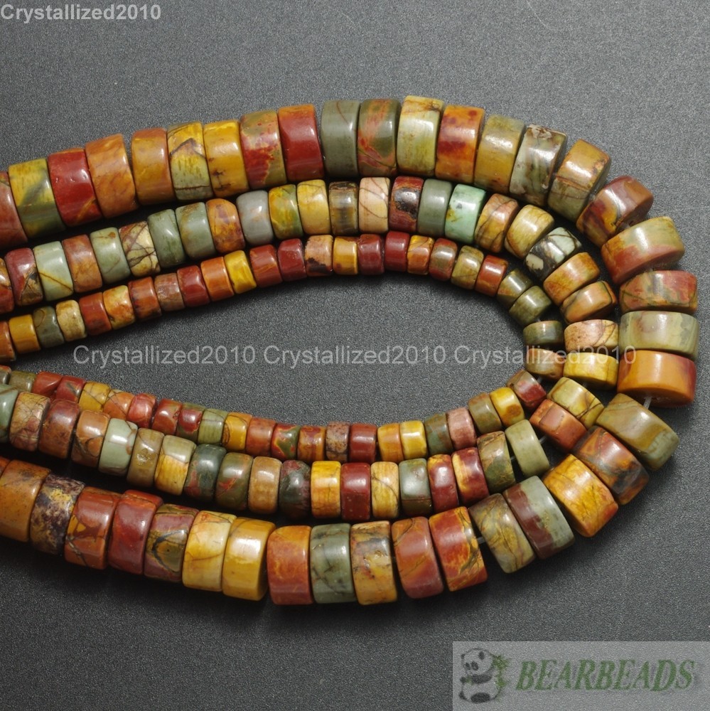 Natural Colorful Picasso Jasper Gemstone Heishi Beads 2mm 3mm 4mm 6mm 8mm 16″