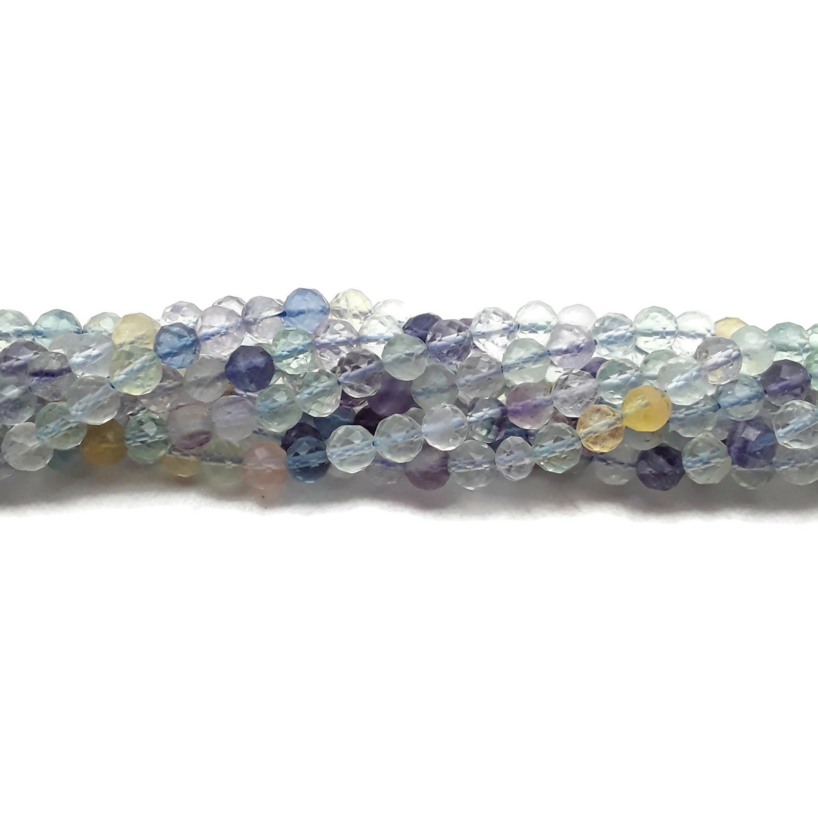 Multi Color Fluorite Faceted Round Beads Size 3mm 4mm 15.5″ Strand