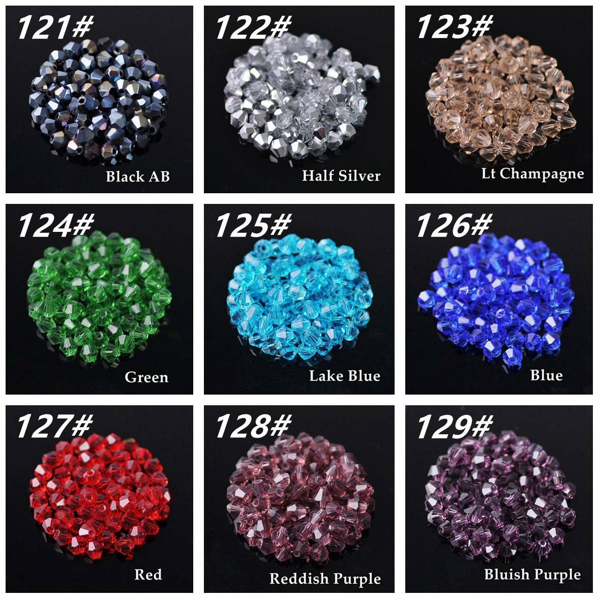 3mm 4mm 6mm 8mm Bicone Faceted Crystal Glass Loose Crafts Beads Jewelry Making