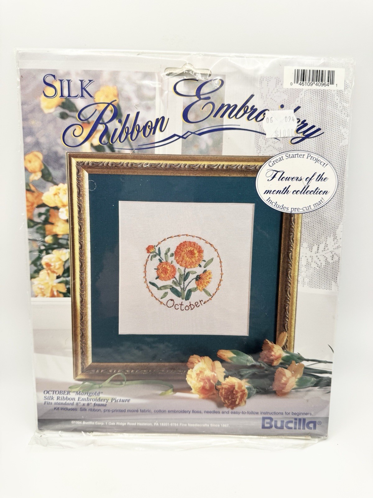 Bucilla Flowers of the Month Silk Ribbon Embroidery Kit (Choose 1 Month $7 Each)