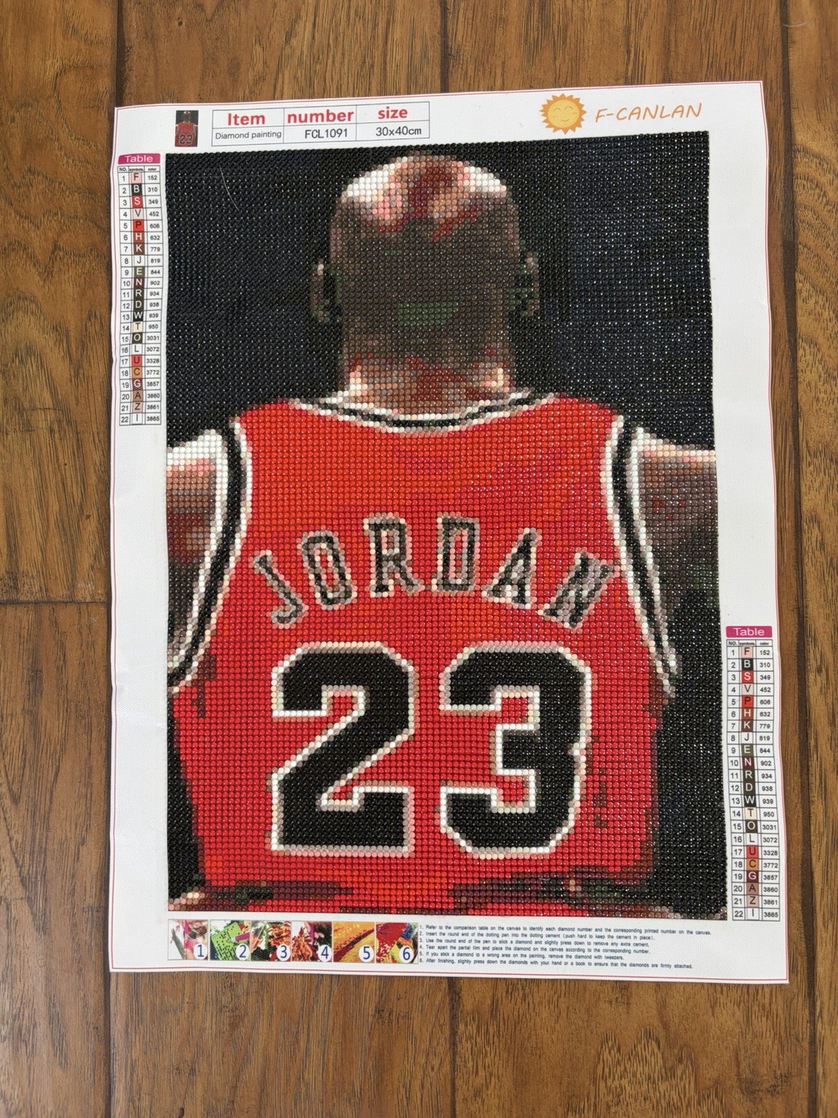 Completed Michael Jordan #23 Chicago Bulls Diamond Art Painting 12” x 15.75”