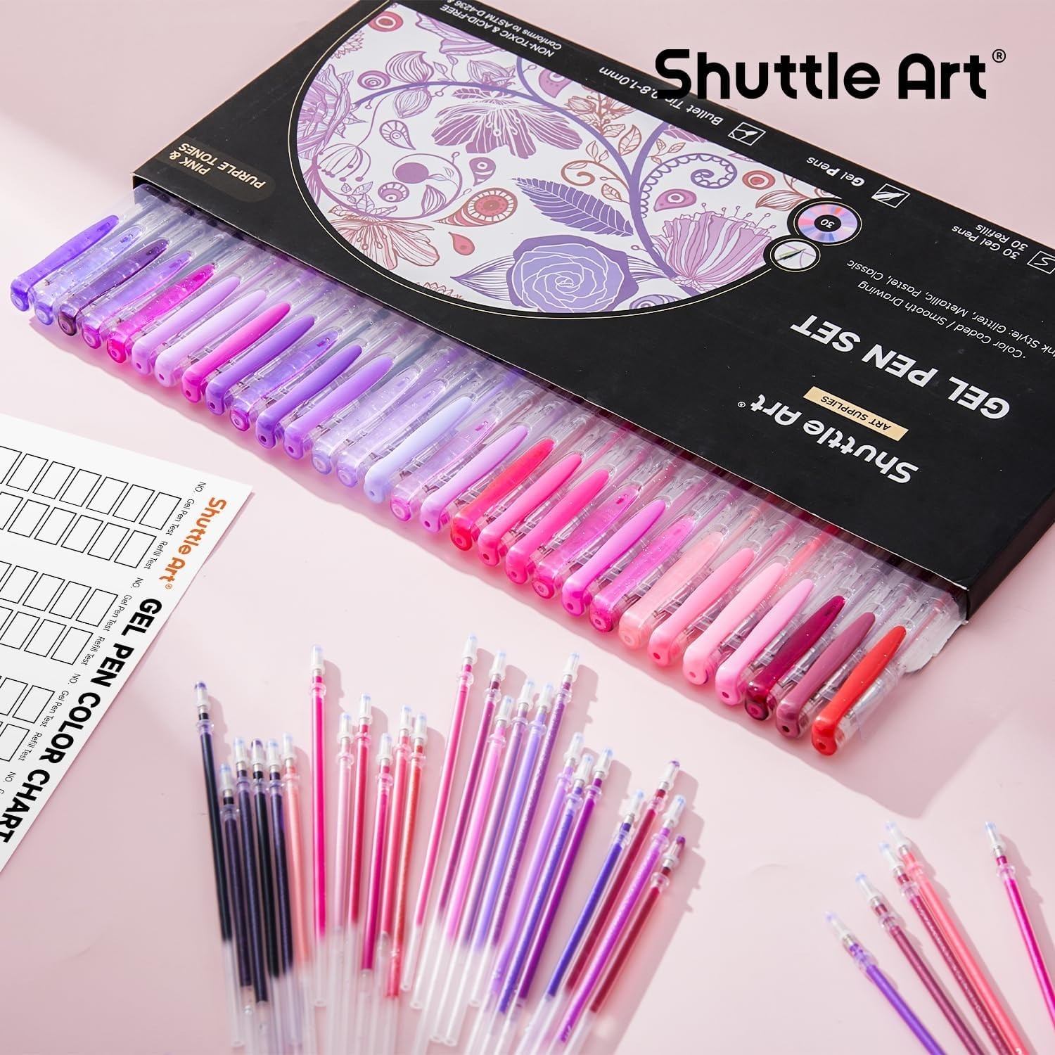 60 Pack Tone , Pink Purple Gel Pens with 30 Refills for Adults Coloring Books…