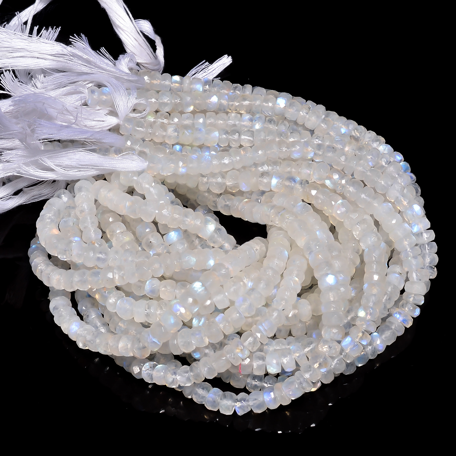 Rainbow Moonstone Gemstone Rondelle Faceted Beads 7X7 10X10mm Strand 8″ GB-423