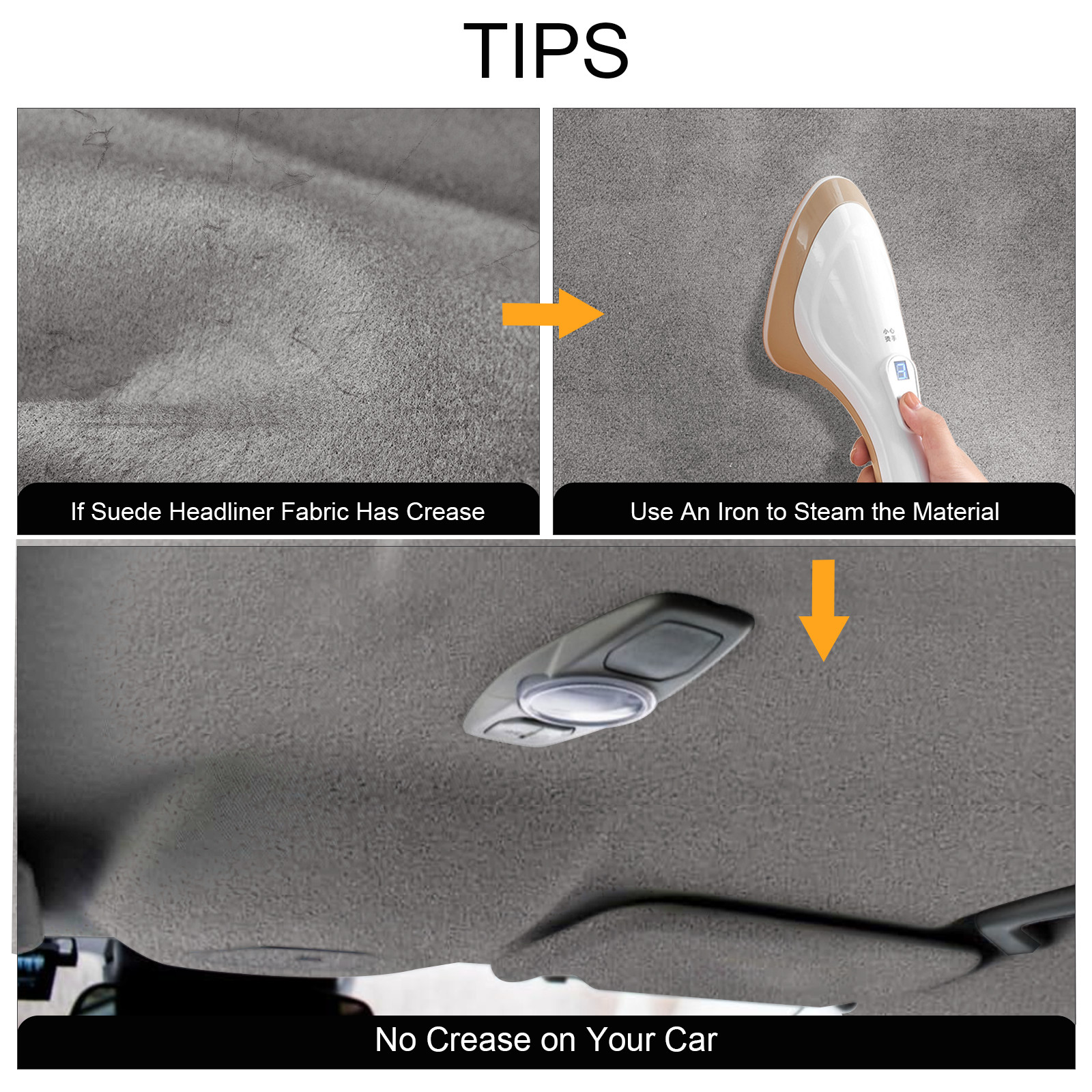 60″ (W) Suede Car Headliner Fabric with Foam Backing Automotive DIY Replacement