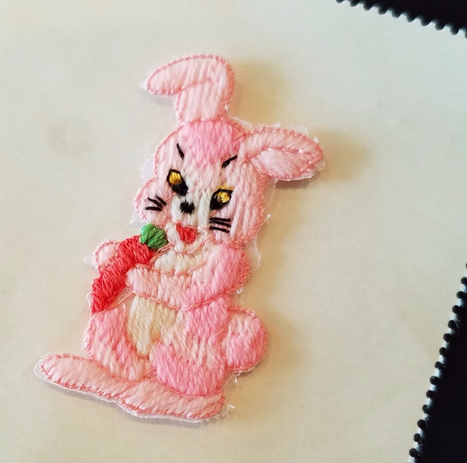 Vintage Pink Bunny – Rabbit with carrot Motif – made in France – Craft & Design
