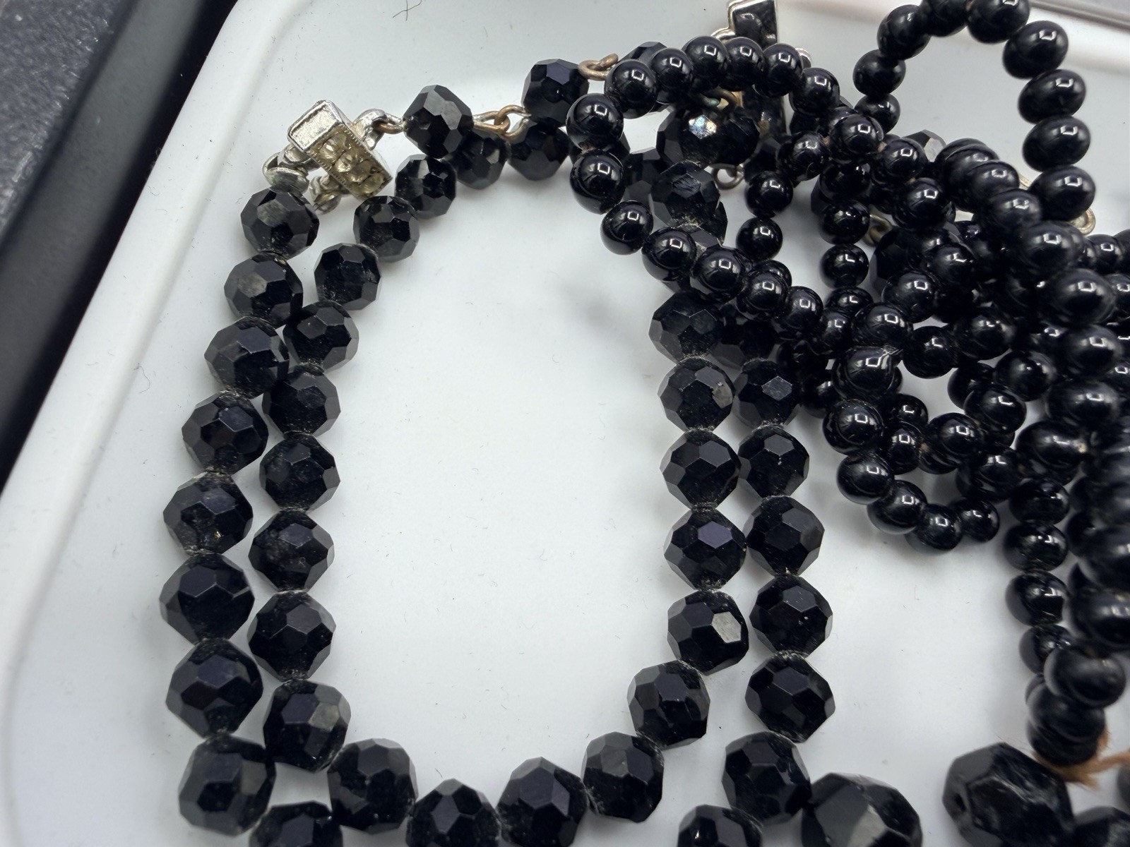 1.1 Lbs Vintage Salvage Glass Beads Rough Cut Black Clear AB Jewelry Making Lot