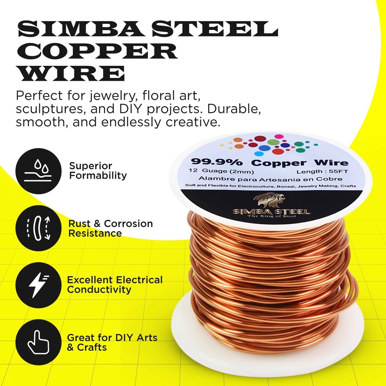 99.9% Pure Copper Wire 16 gauge x 127 FT (1.30mm x 38.7m) Jewelry, DIY, Craft