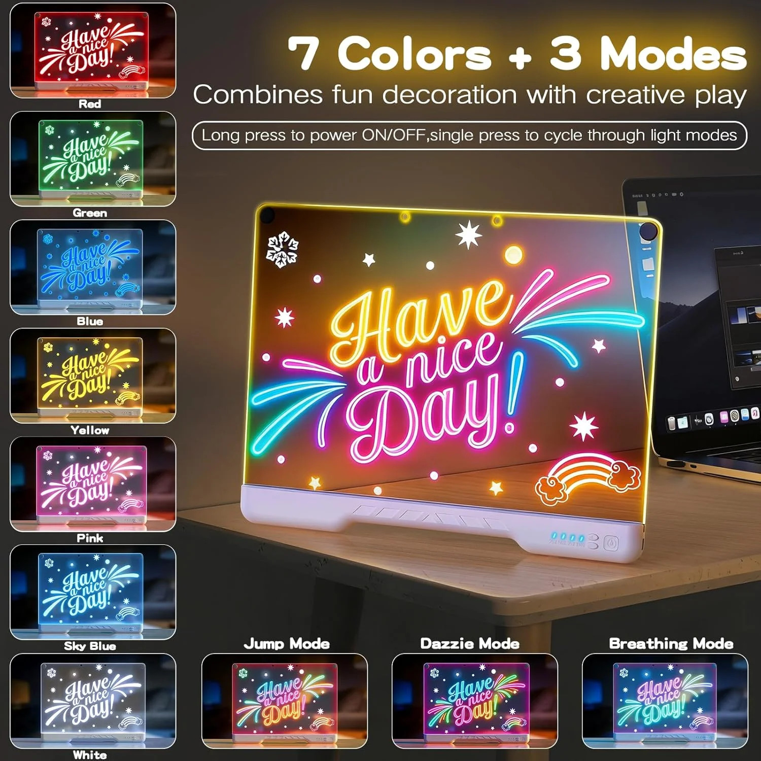 LED Light Board Drawing Pad for Kids, Rechargeable Glow Art Tablet with 12 Color