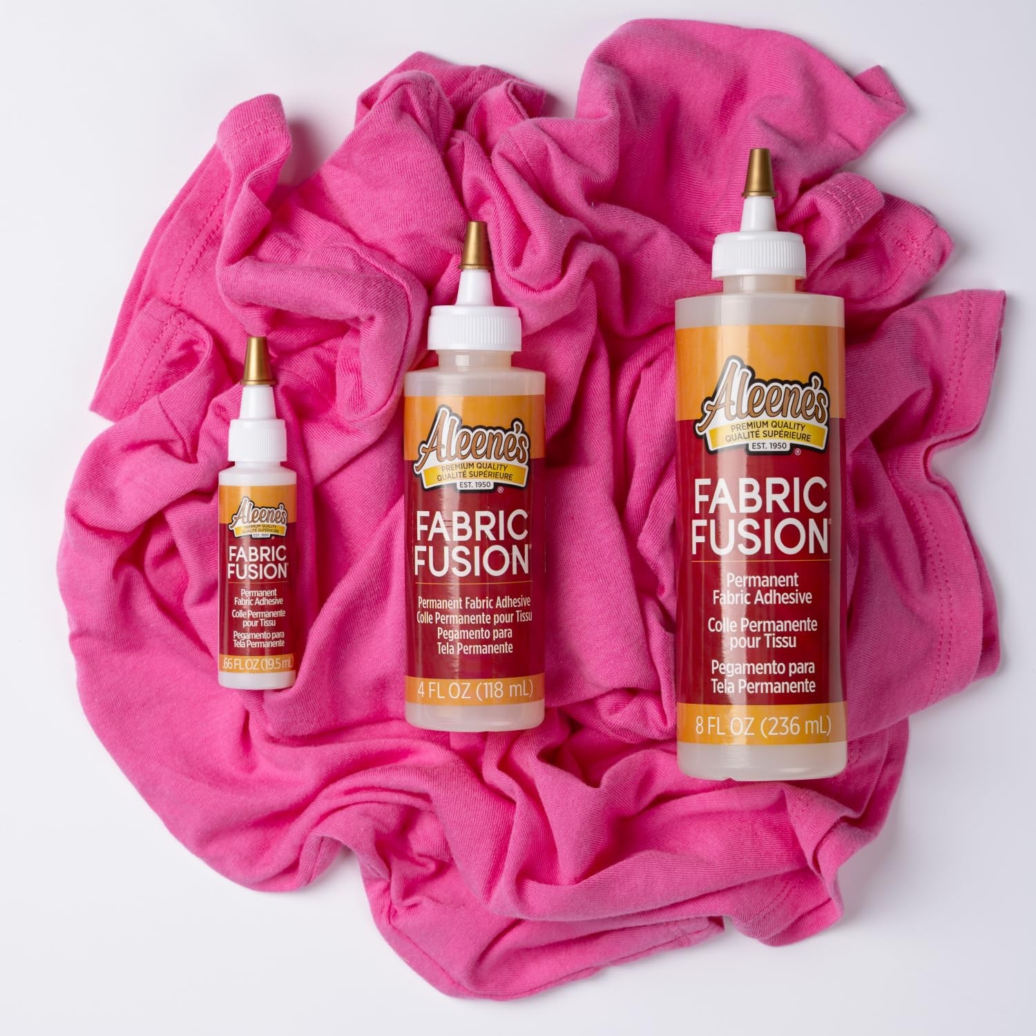 Aleene’s Fabric Fusion Glue .66 oz 3-Pack, Permanent 0.66 OZ 3 PACK, Clear