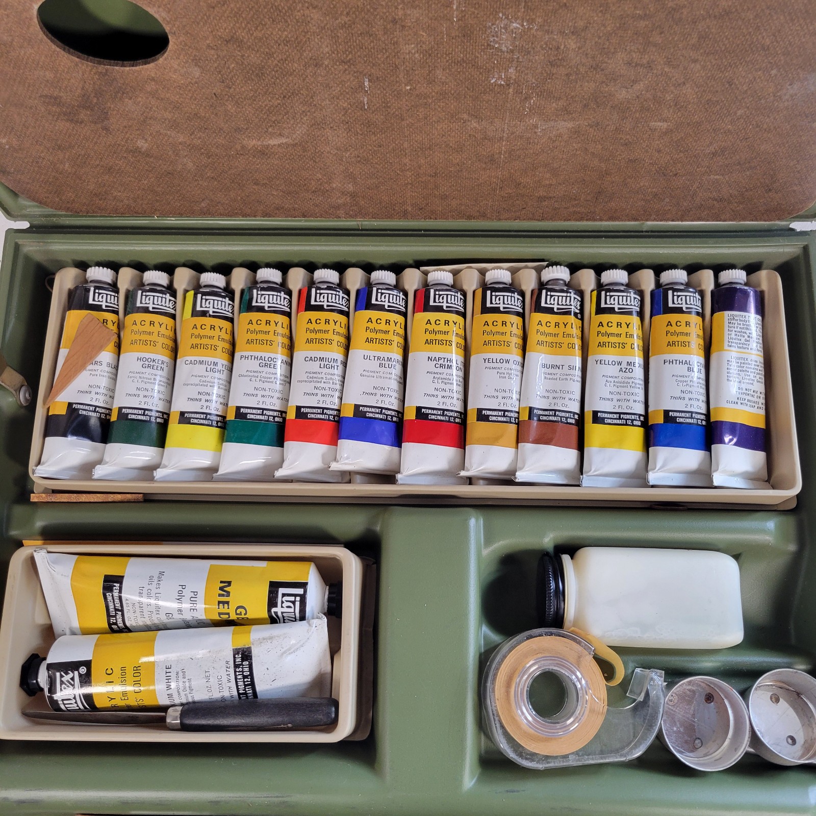 Vintage 1970s Liquitex Acrylic Color Paint Set #312 Permanent Pigments W/Case