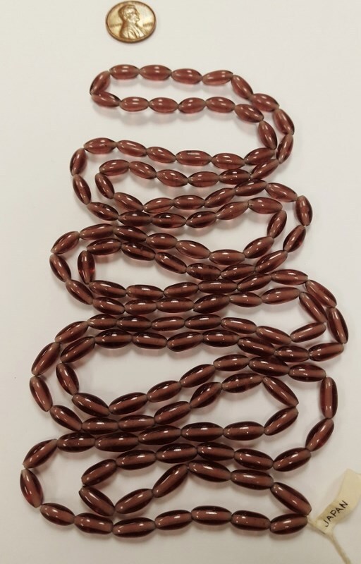 130 VINTAGE JAPANESE 1950’s CHERRY BRAND GLASS AMETHYST 5x11mm. OVAL BEADS 4674T