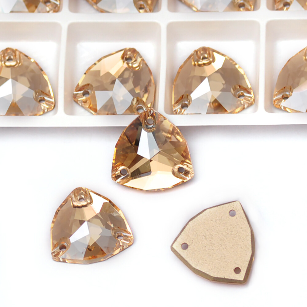 Glass Crystal Golden Shadow Sew ON Rhinestones Rivoli Oval Navette Square Triang